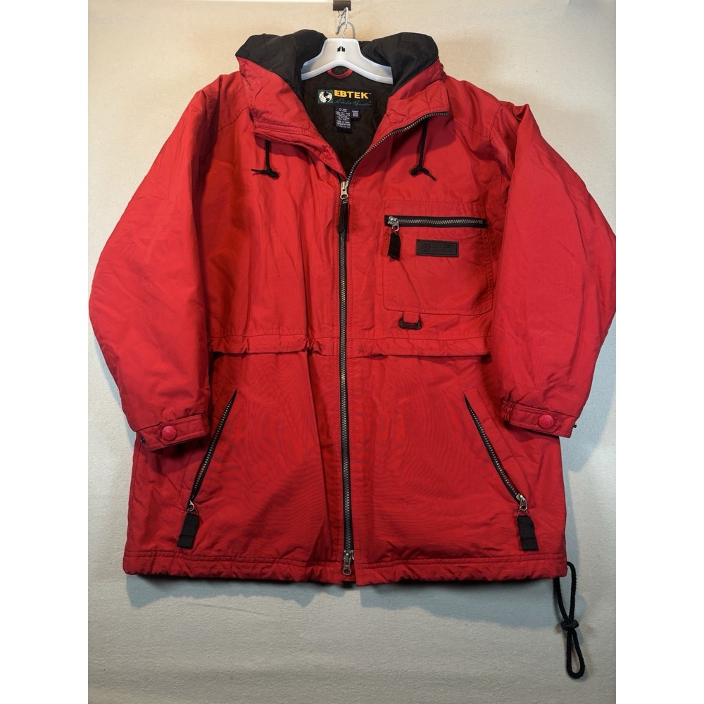 Eddie Bauer EBTEK Red Full Zip Hooded‎  Coat Thinsulate Womens Medium Petite